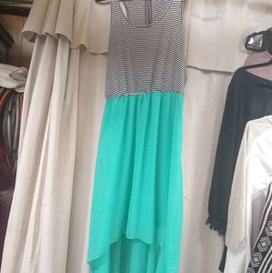 Stripe and teal zip up vanity dress